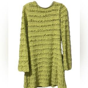Ruffle Green Long Sleeve Mini Dress